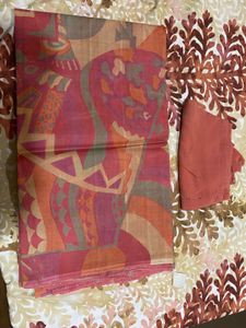 Khadi Silk Printed Saree With Blouse