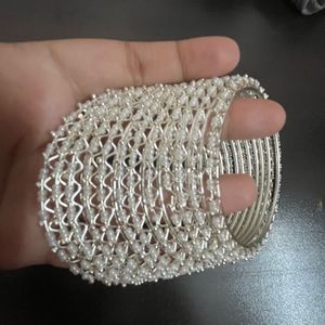 Silver & Pearl Bangle Set (12 Bangles)