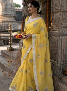 Yellow Embroidered Saree