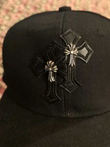 Fitted Black Baseball Cap with Cross Emble