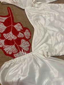 White Satin Puff Sleeve Mini Dress