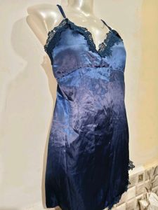 Satin Chemise with Lace Trim