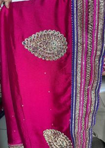 Exquisite Pink Silk Saree with Intricate Embellish