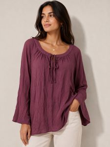 Long Sleeve Tie Neck Top