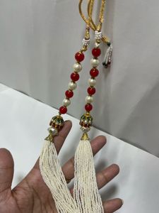 Elegant Red and Pearl Beaded Necklace