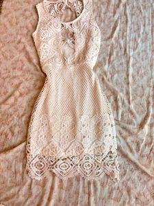 Cream Lace Cut-Out Mini Dress