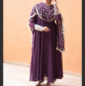 Elegant Purple Anarkali Suit with Dupatta