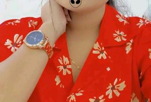 Red Floral Print Cropped Shirt