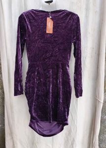 10238. Velvet Deep Neck Mini Dress
