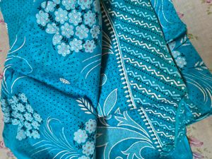 Beautiful Blue Floral Print Saree