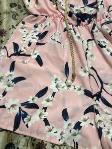 Pink Floral Print Romper