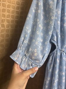 Light Blue Floral Tiered Maxi Dress