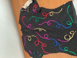 Sequin Embellished Card Game Top LAURENCE KAZAR