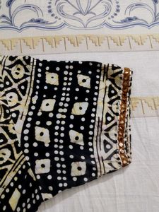 Black &amp; Beige Printed Kurta