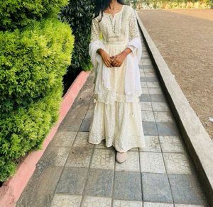Elegant Cream Lace floral dress
