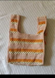 wild fable Striped Crochet Tote Handbag