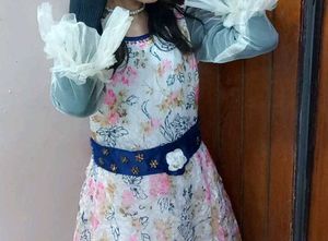 Girls' Floral Dress with Leggings Set