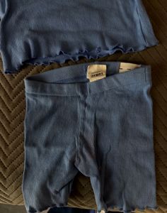 Cute Blue Ribbed Tank and Shorts Set