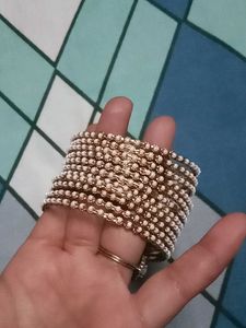 Elegant Pearl &amp; Gold Bangles and white bangle