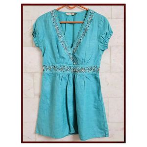 Designer Sepia Embroidered Tunic Top