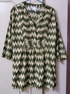 Green Chevron Print Kurta
