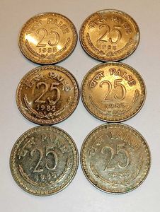 6 Pcs Of 25 Paise For Sale