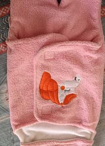 Pink Fox Fleece Baby Sleepsuit