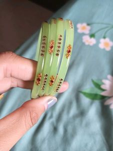 Elegant Light Green Bangles Set