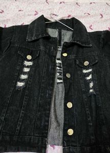 Black Distressed Denim Jacket