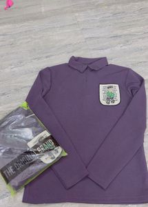 Men's Purple Long Sleeve Polo Shirt with Graphic