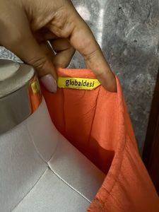 Orange Embroidered Kurta