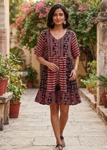 Bohemian Print Short Dress/Kurta - Max Brand