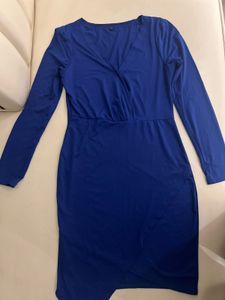 Royal Blue V-Neck Wrap Dress