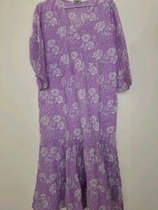 lavender floral A line kurta