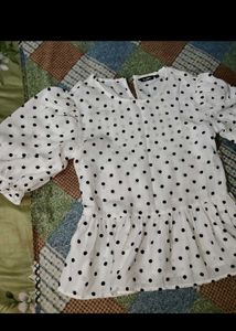 Cute Polka Dot Peplum Top