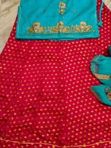 Teal Embroidered Rajputi Poshak