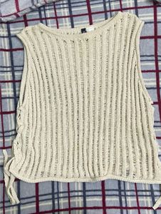 Cream Knit Vest Top