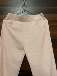 Comfortable Pink Ribbed Pants