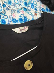 Black Cropped Button-Up Long Sleeve Top