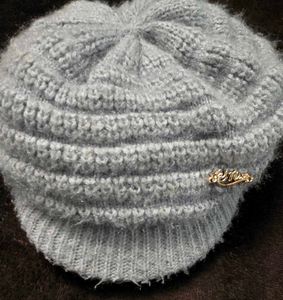 Stylish Gray Knit Visor Beanie