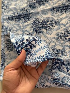 Blue &amp; White Printed Kurta