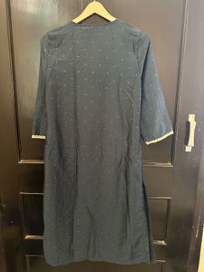 Elegant Dark Kurta with Embellished Neckline