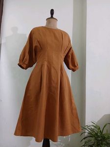Vintage Style Brown Midi Dress