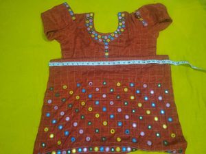 Red Kurta Set with Mirror Work