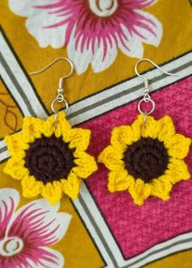 Handmade Crochet Sunflower Hair Clips