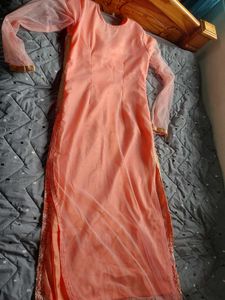 Elegant Peach Embroidered Kurta Set