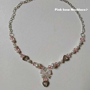 Pink Bow Necklace