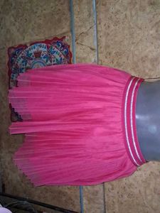 Pink Pleated Tulle Skirt