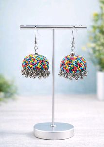 Colorful Beaded Jhumka Earrings