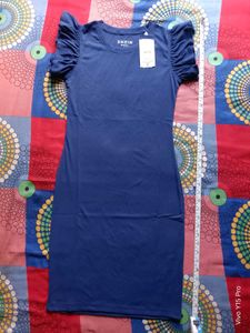 Navy Blue Flutter Sleeve Dress